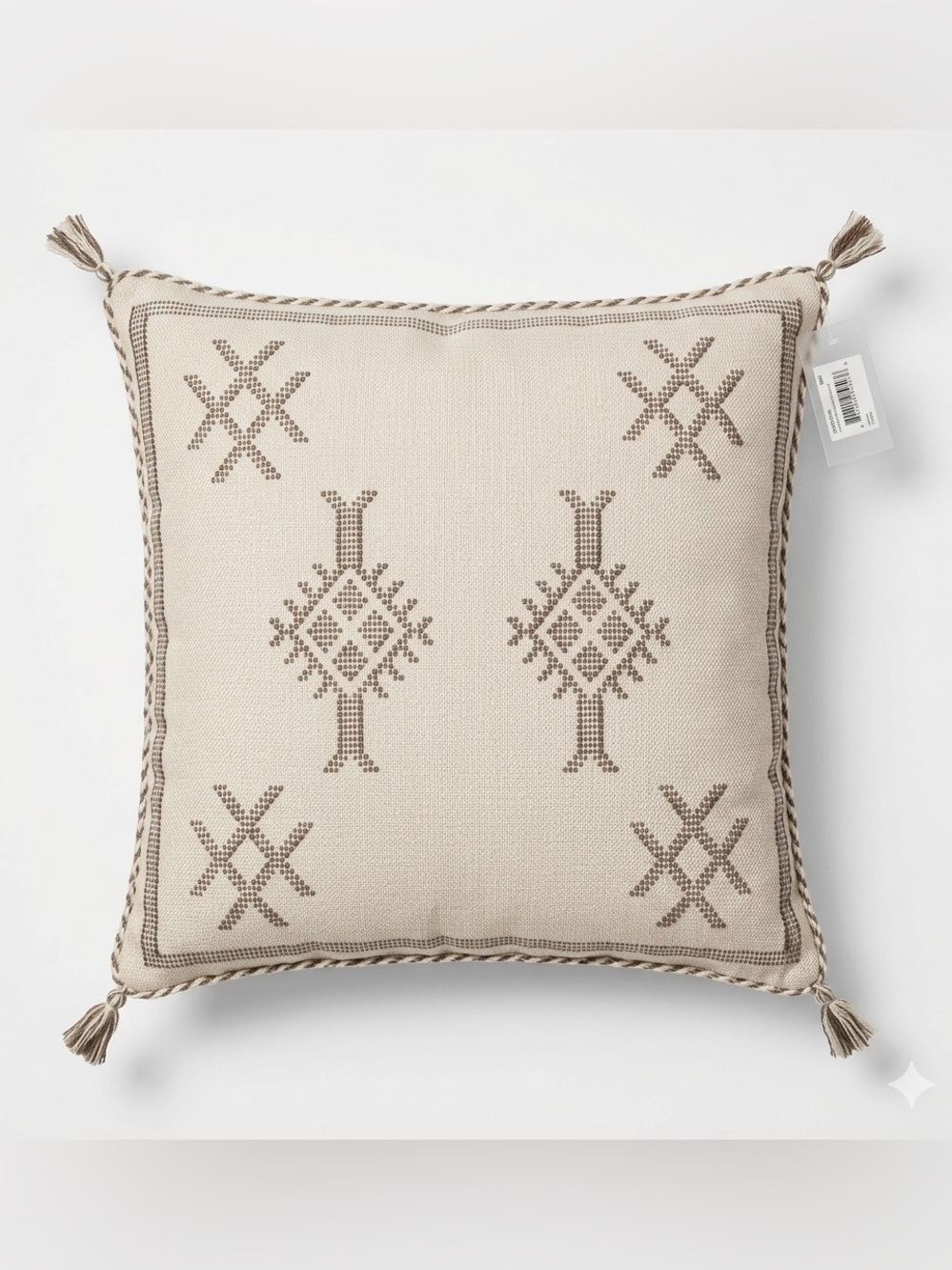 Four Hands Sabra Pillow Khaki Stitch 20x20 NWT Boho
